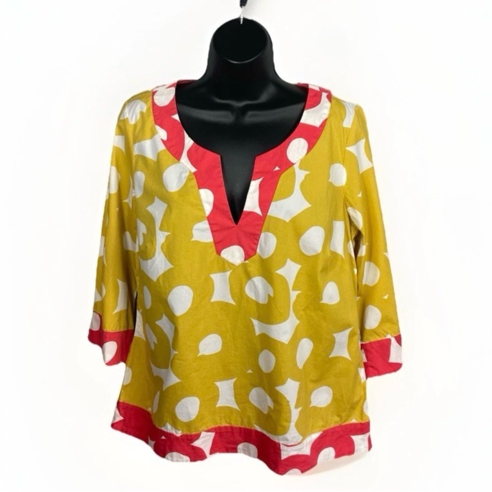 Boden Tunic Top Women’s 14 3/4 length sleeves retro elevated casual Bohemian